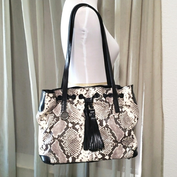 Patricia Nash Bags Patricia Nash Vintage Witney Drawstring Snakeskin Python Leather Tote